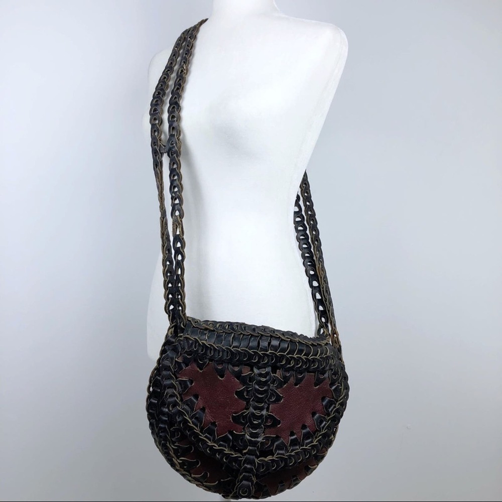 Vintage Leather Patchwork Bohemian Crossbody Mess… - image 1